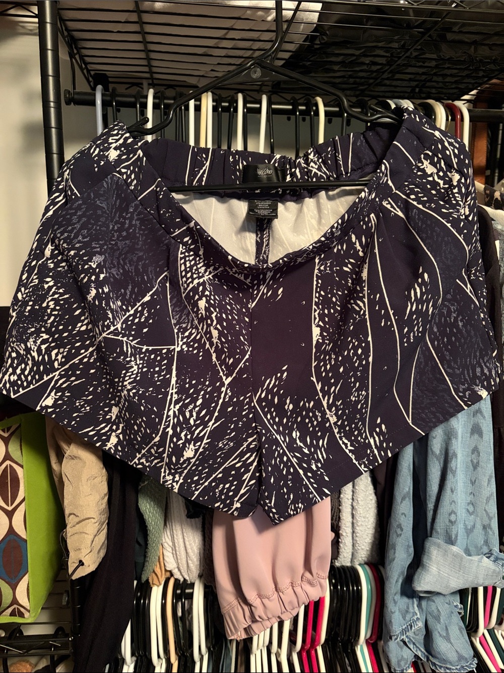 Abstract Print Navy White Skirt
